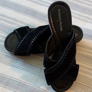 Donald J. Pliner Black Crisscross Mules